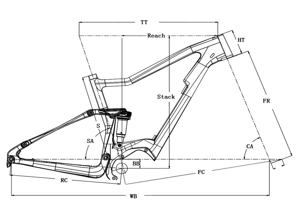 Carbon Full Suspension Ebike Frame For Shimano Motor